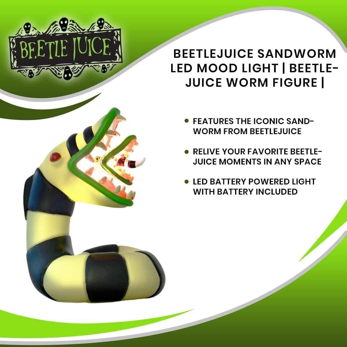 Robe Factory Beetlejuice Sandworm LED Mood Light | Mood Lighting Beetlejuice Figures | Collectible Beetlejuice Worm Mood Lamp | White Mood Light LED Sandworm Figure | Stands 4.75 Inches Tall