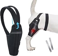Vista 1 de Rodillera para perro para patas traseras para perros grandes a pequeños, soporte fuerte, ajustable, con 2 tiras de metal para displasia de cadera