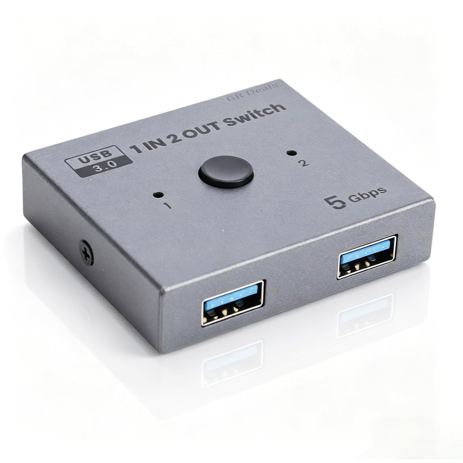 aluminum usb 3.0 switch selector | bi-directional 1 in 2 out or 2 in 1 out | 5gbps high-speed usb switcher for 2 computers sharing mouse, keyboard | manual switch button (black)