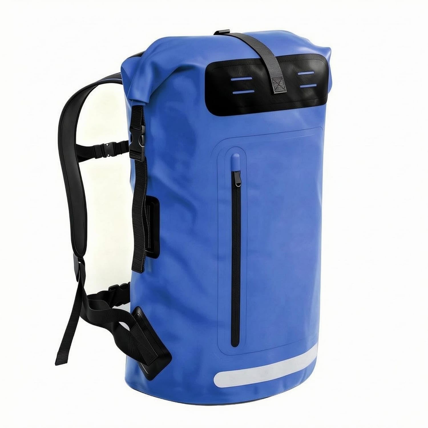 Shoulder Straps Waterproof Backpack Dry Bag Zippered Pocket Waterproof Backpack, Dark Blue, 35L-image-7