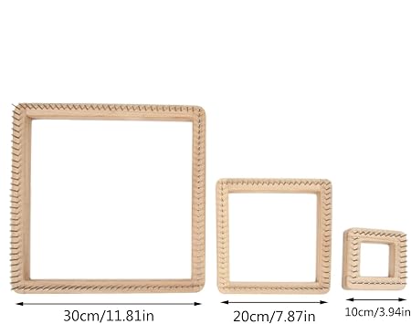 Wood Square Knitting Lo-om, 3 Pieces Fine Gauge Knitting L-OOM Set