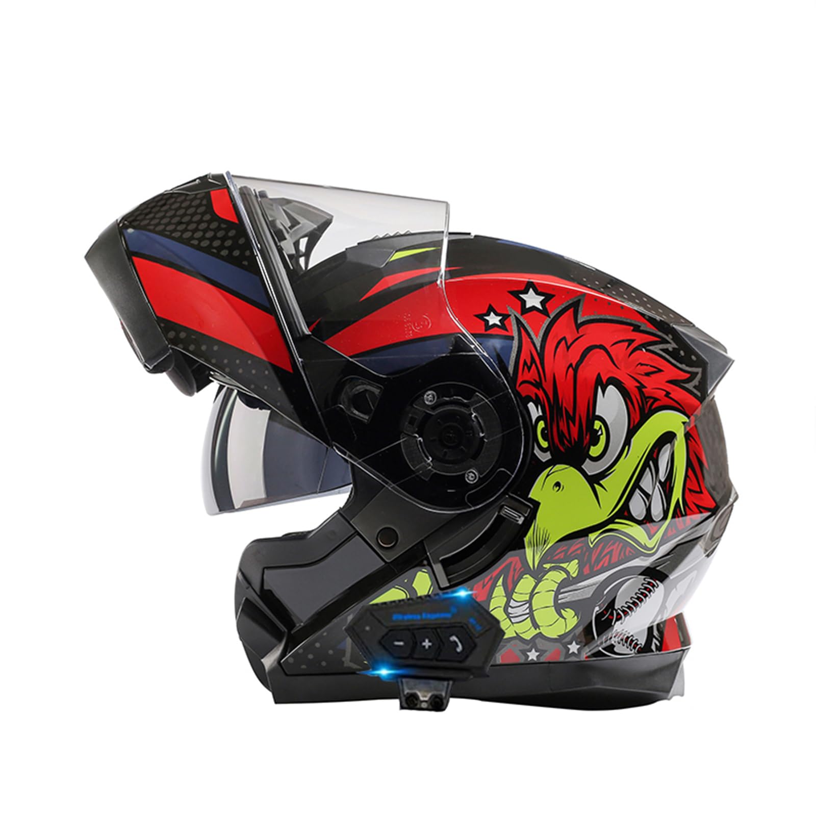ZHTBATE Bluetooth Flip Up Front Motorbike Motorcycle Helmet with Double Visor Anti-fog ECE Approved Racing Crash Helmets for Adult 55~62CM