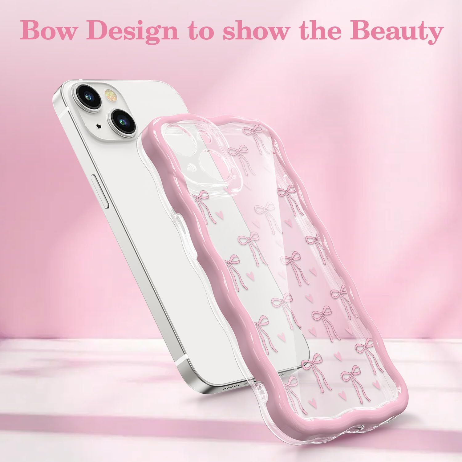 Amazon.co.jp: QLTYPRI iPhone 14 Plus/15 Plus用 ピンクのリボン