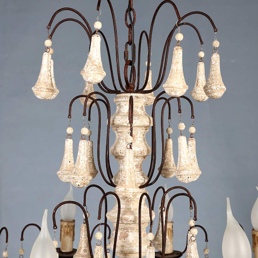 Wohnzimmer Villa Hotel Arbeitszimmer Schlafzimmer Esszimmer-lampen,Hängendes Licht,E14 Amerikaner Land Retro Kronleuchter Beleuchtung,Kerze Massivholz Alt Während Lighting-Retro zu alten tun 6 kopf