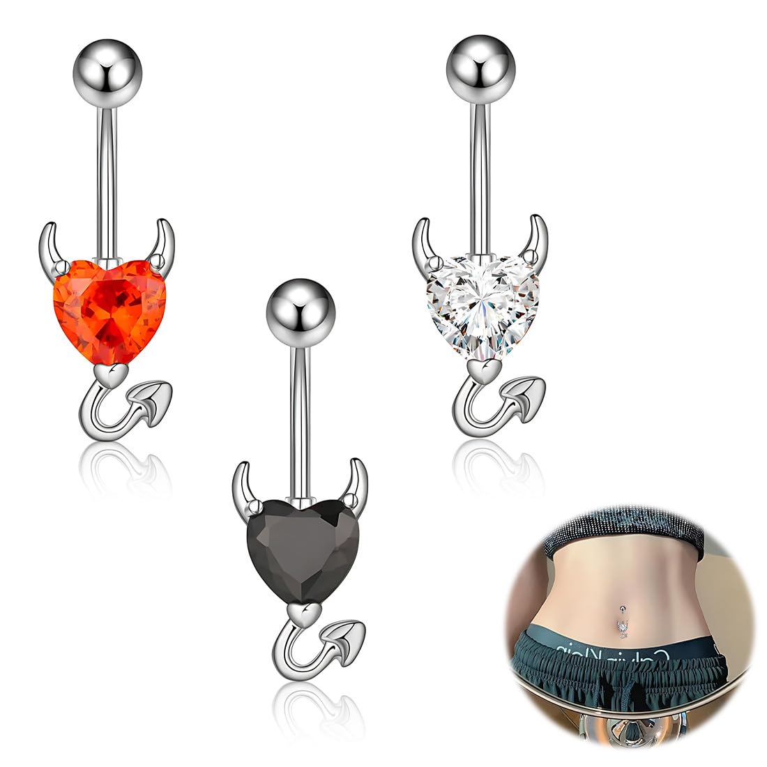 XURJUMI 3 Piezas Piercing Ombligo Acero Quirúrgico para Mujer Forma de Barra Curvada y Circonita Cúbica Perla Ombligo Piercing Plata,Anillo del Ombligo Piercing del Ombligo Acero Inoxidable,piercing ombligo