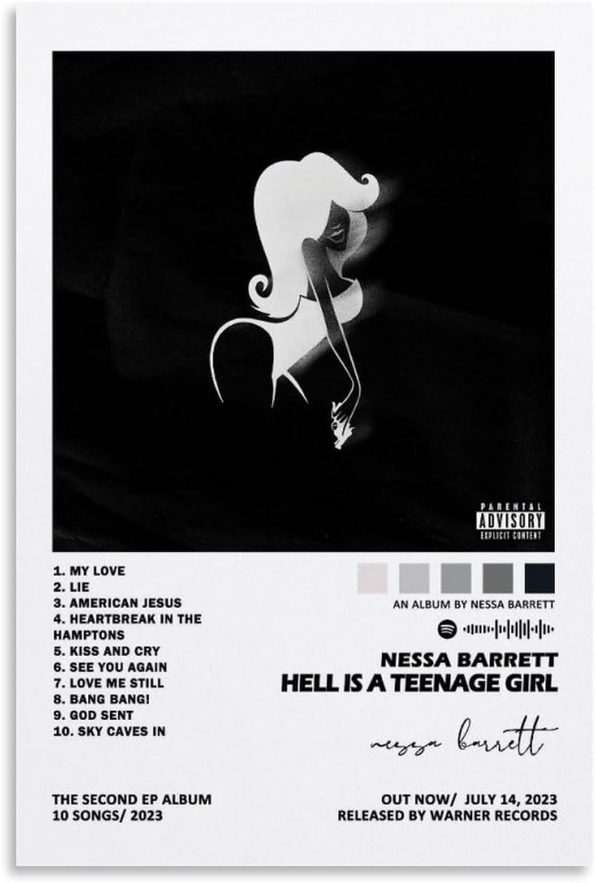 VeriMp Singer Nessa Poster Barrett Hell Is A Teenage Girl Music Album Canvas Art Painting Decor Wall Posters Bedroom Gym Decorative Gift 12x18inch(30x45cm)