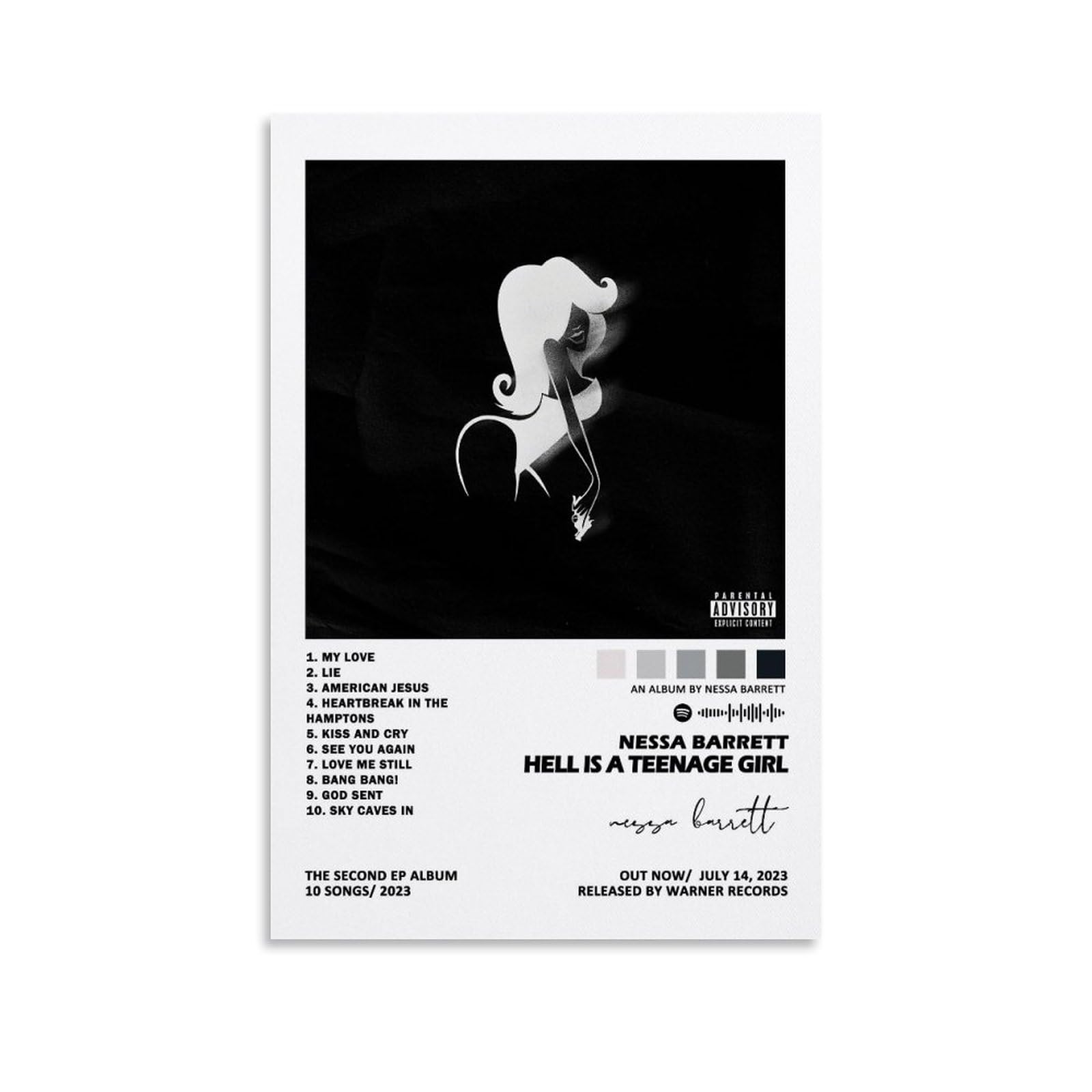 VeriMp Singer Nessa Poster Barrett Hell Is A Teenage Girl Music Album Canvas Art Painting Decor Wall Posters Bedroom Gym Decorative Gift 12x18inch(30x45cm)