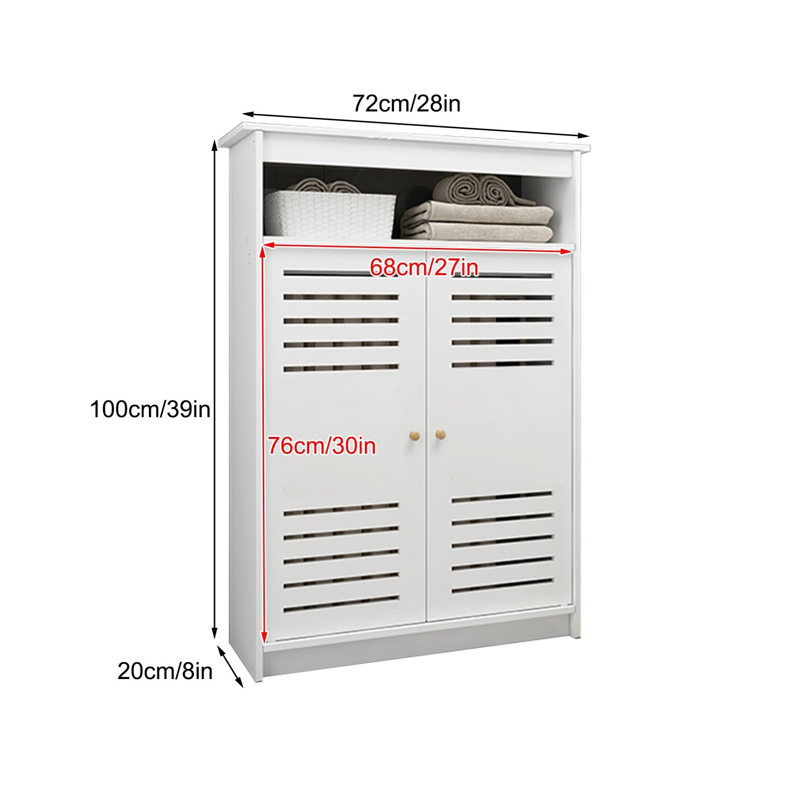 Cubierta de radiador con estante de almacenamiento, armario decorativo con puerta de listones para salón, dormitorio o baño, diseño ventilado