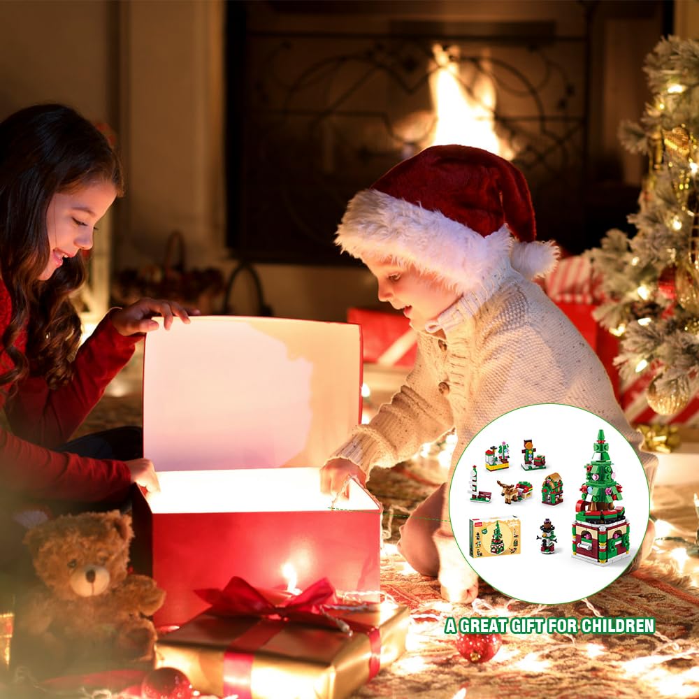 Christmas Village Building Set - 24 Piece Christmas Tree Toys For Kids Stocking Stuffers