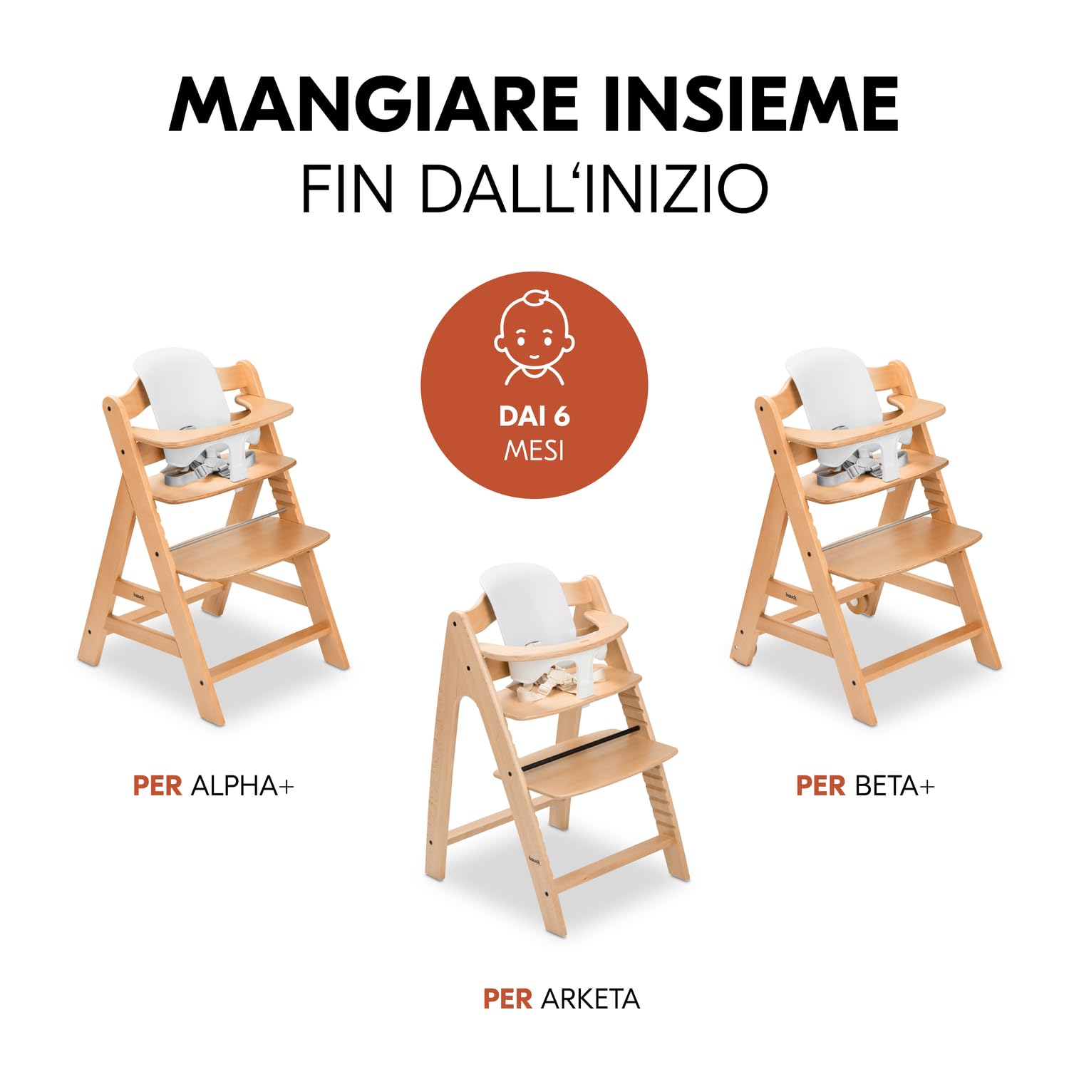 Hauck Highchair Baby Seat White Riduttore di Seduta per Seggioloni Alpha+ Beta+ Arketa 6-24 Mesi Schienale Ergonomico Larghezza Regolabile Plastica Resistente