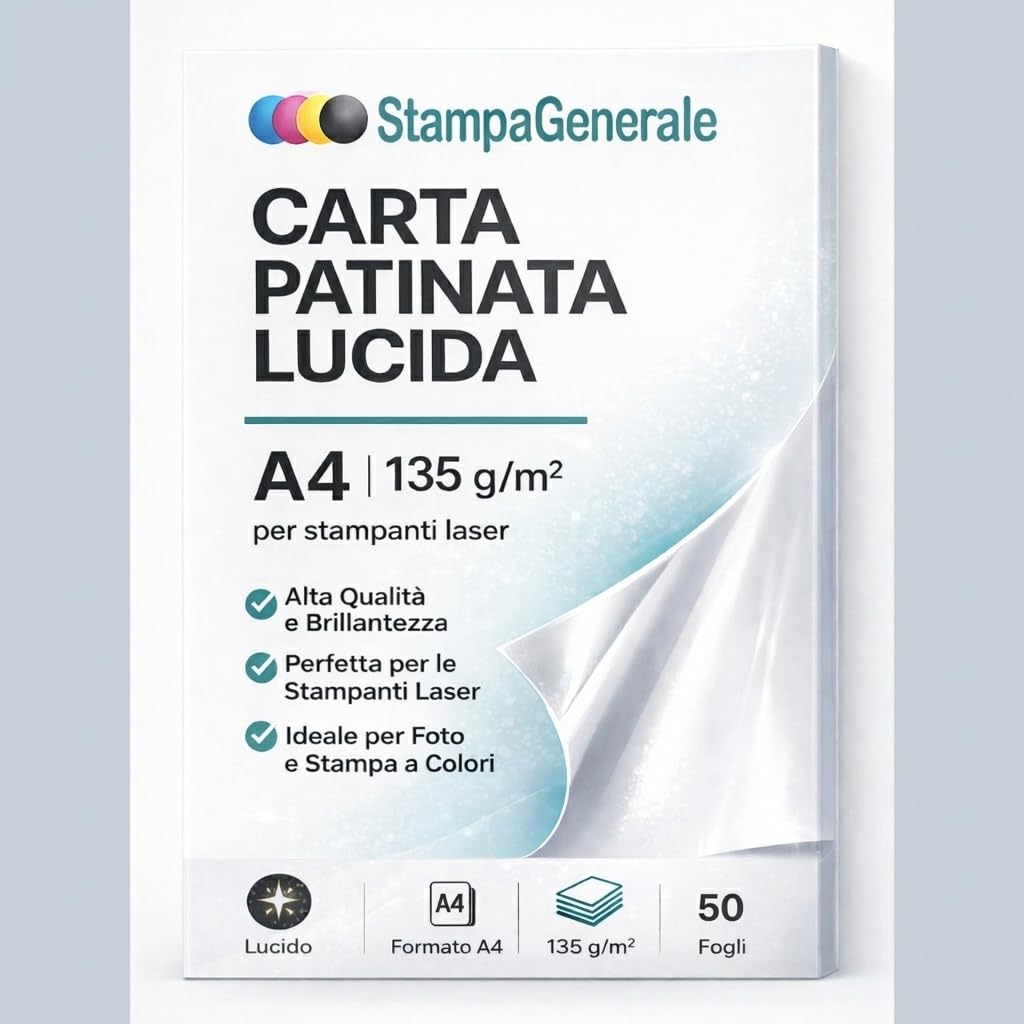 Carta Patinata Lucida A4 135 g/m² Fronte/Retro per Laser (50)