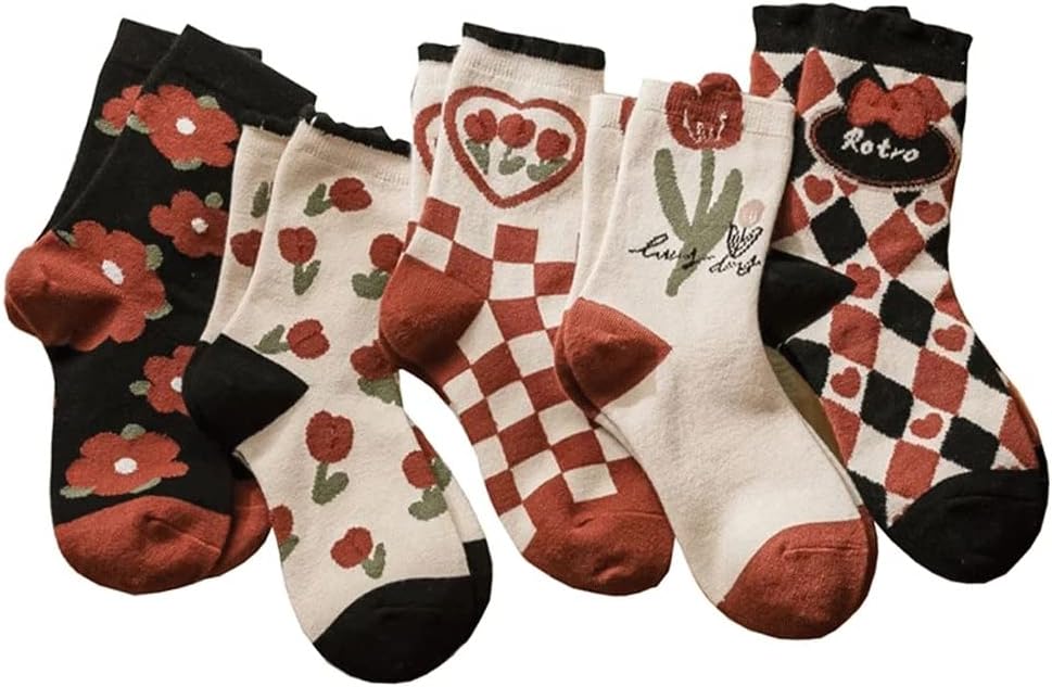 Women Socks Cute Flowers Printed Winter Thickening Keep Warm Cycling