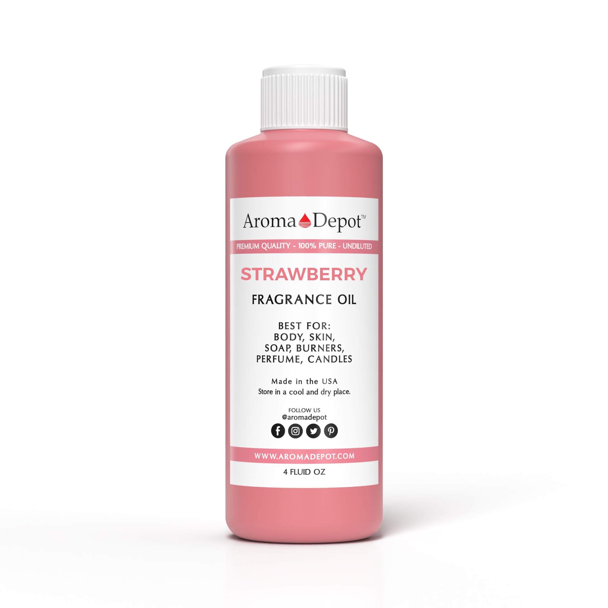 Aroma Depot 4 oz. StrawberryFragrance Oil I Perfume I Skin Oil I Scented Oil. DIY Projects Such as Candles, Bath Bombs, Body Butters, Creams &amp; Lotions. for Diffuser, Burners, or Warmers.