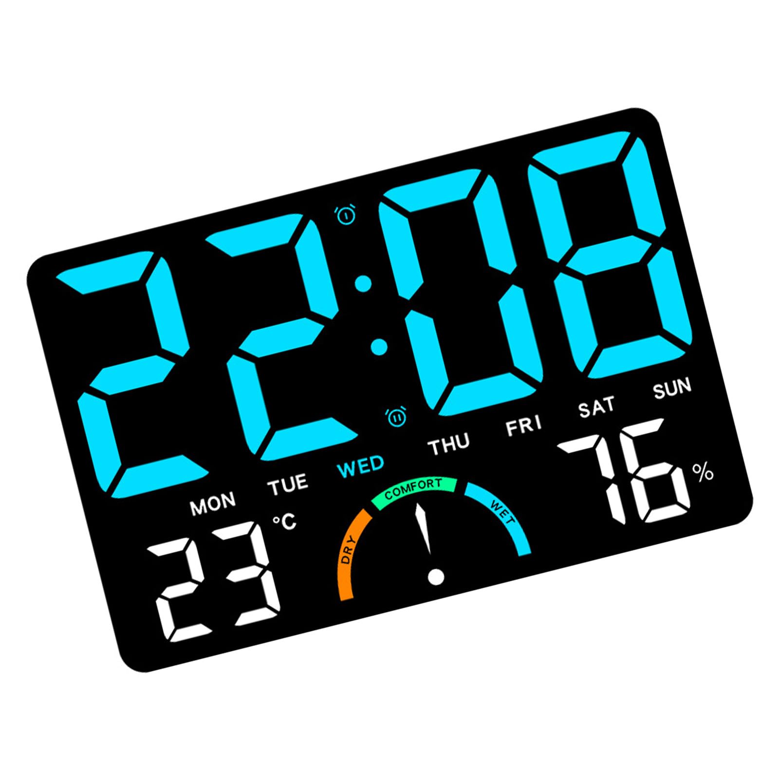 Horloge numérique avec alarme température minuterie cuisine et grand affichage mural LCD