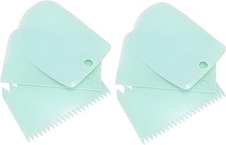 Cake Decorating Scraper Set, 6 Piece Plastic Icing Smoother Tools, Serrated and Flat Edge Dough Scrapers for Baking, Pastry, Bread, Pizza, 2.95-4.81 Inch (green)