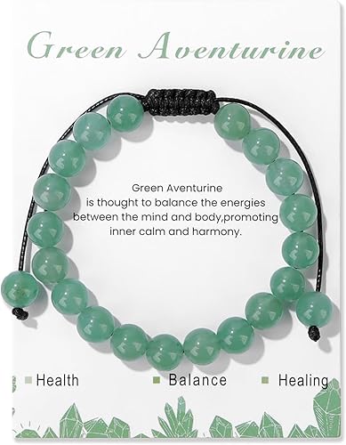 Healing Crystal Bracelet for Women 8mm Natural Stone Crystal Beaded Bracelets Adjustable Handmade Gemstone Bracelet Healing Jewelry Mother's Day