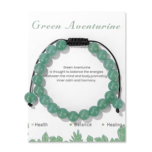 Jade Bead Bracelet for Women 8mm Green Aventurine Bracelet Crystal Beaded Bracelets Healing Crystal Bracelets Jade Jewelry for Women Men