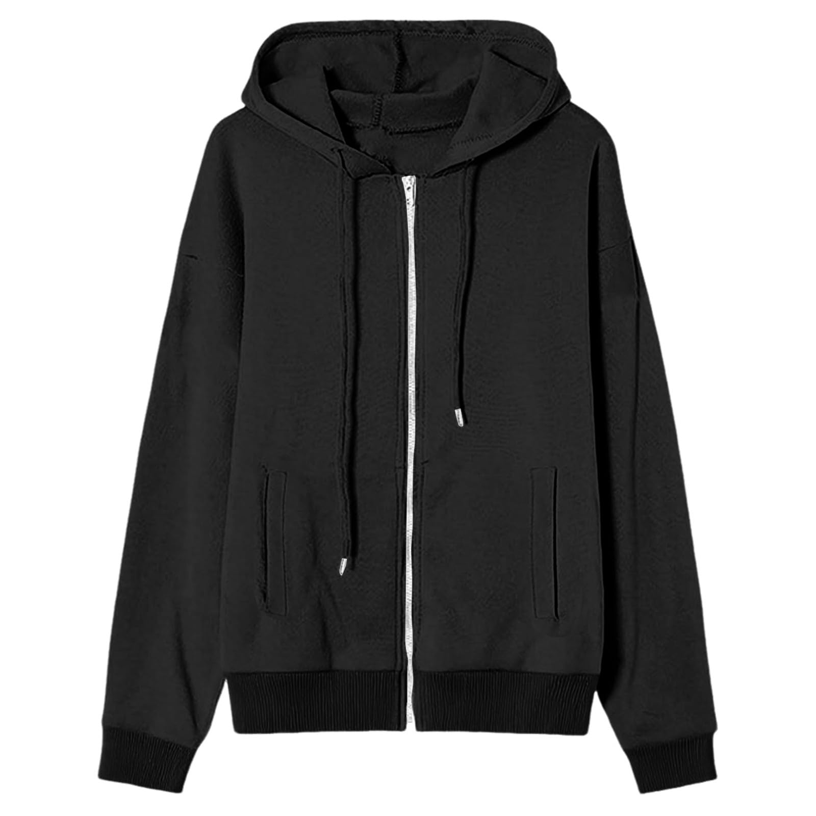 Générique Sweats à Capuche Femme Zippé Veste Hoodie Surdimensionné à Manches Longues Surdimensionné avec Poche Décontracté Ample Chic et Elegant Oversize Sweatshirts Manteau Streetwear Automne Hiver