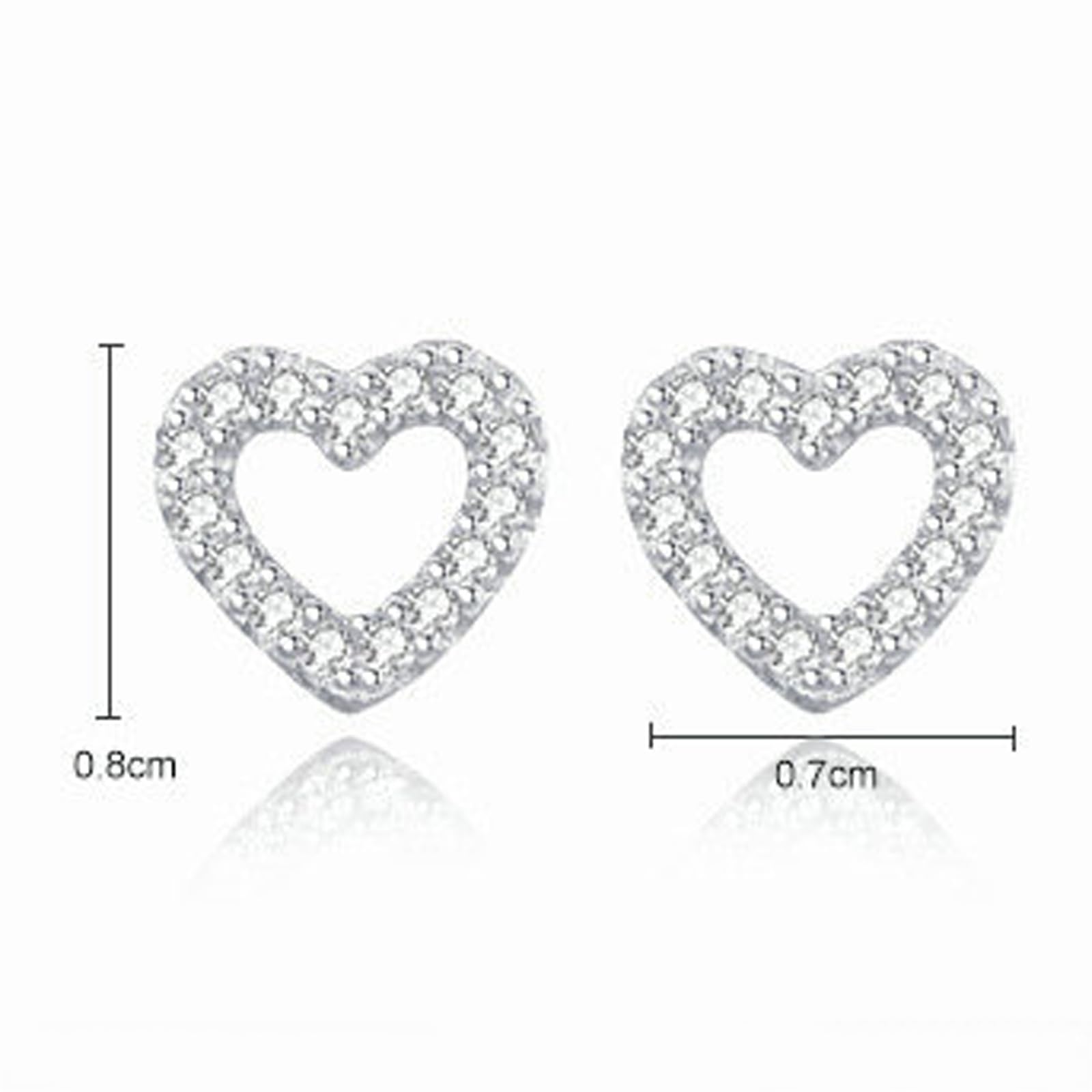 Orecchini da donna in oro 9/14/18 carati, a forma di cuore, con pavé di diamanti