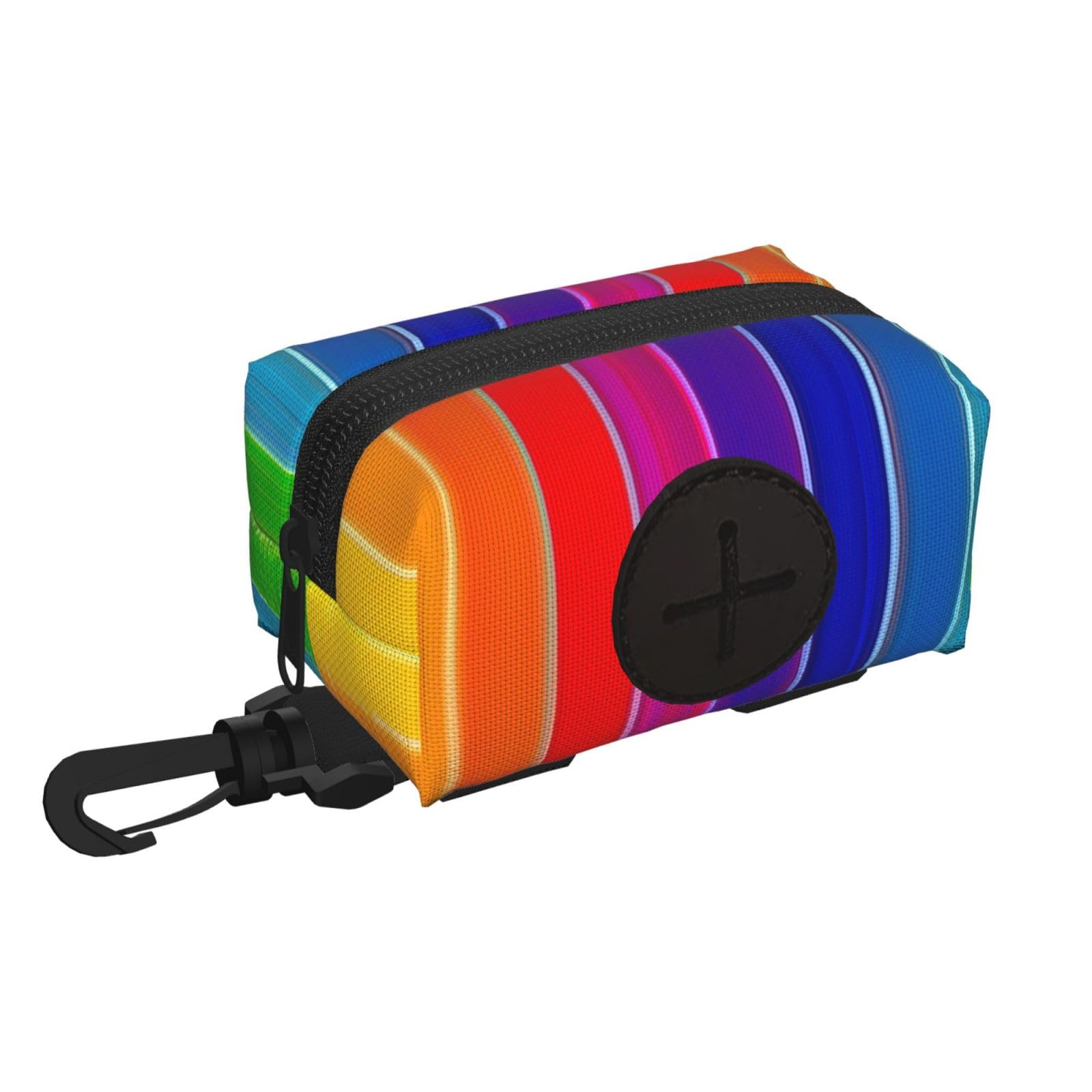 Pphgut Black Rainbow Striped Print Waterproof Pet Waste Treat Bag Outdoor Walking Hiking Pouch Camping Accessory