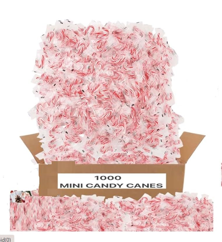 MINI CANDY CANES (1000 MINI CANDY CANES) | Mini Candy Canes Peppermint Flavored | Red & White Stripes - Individually Wrapped Gift Pack | Holiday Candy for Christmas, Santa Parade, ThanksGiving, Holidays