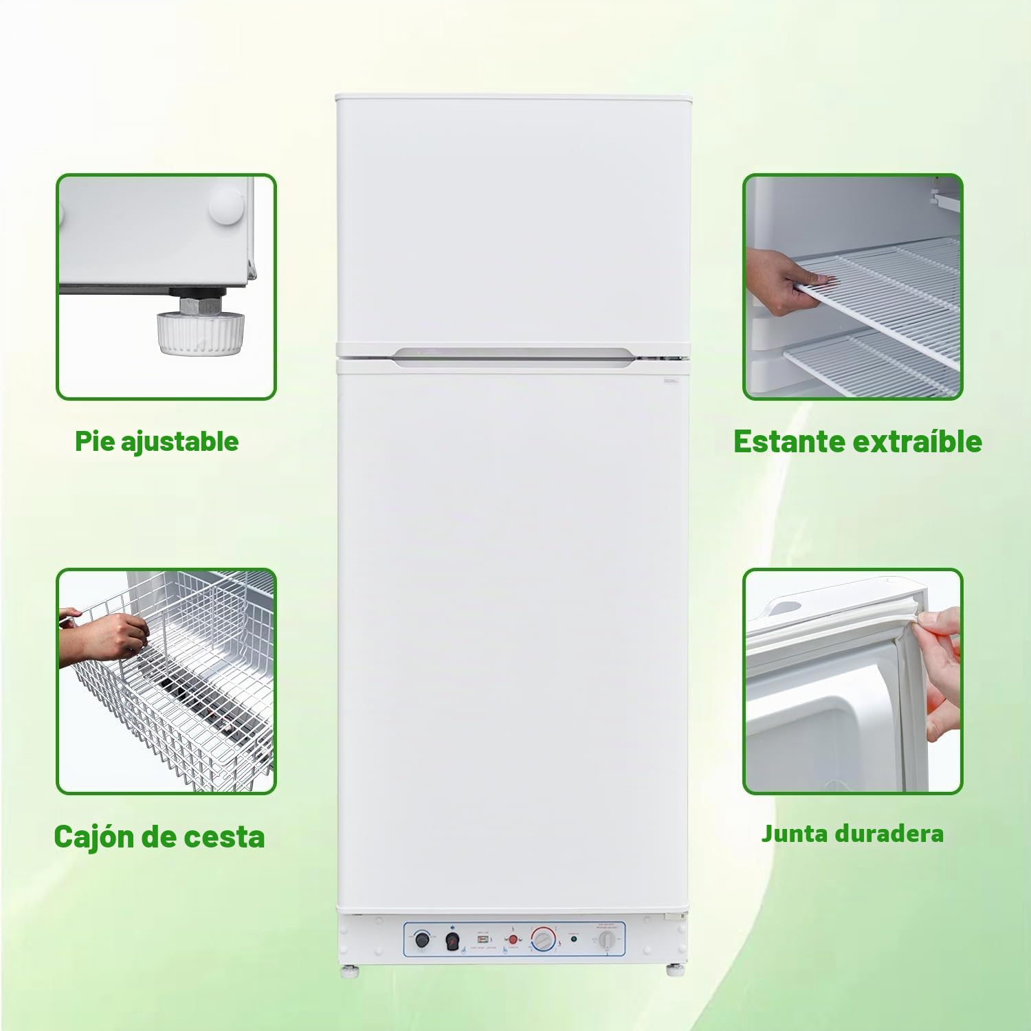 SMETA Nevera Gas con Congelador, 265L (203L+62L), 220V, Refrigerador Congelador Combinado, Refrigerador Camping Gas para Autocaravana, Garaje, Caravana, Home, Blanco