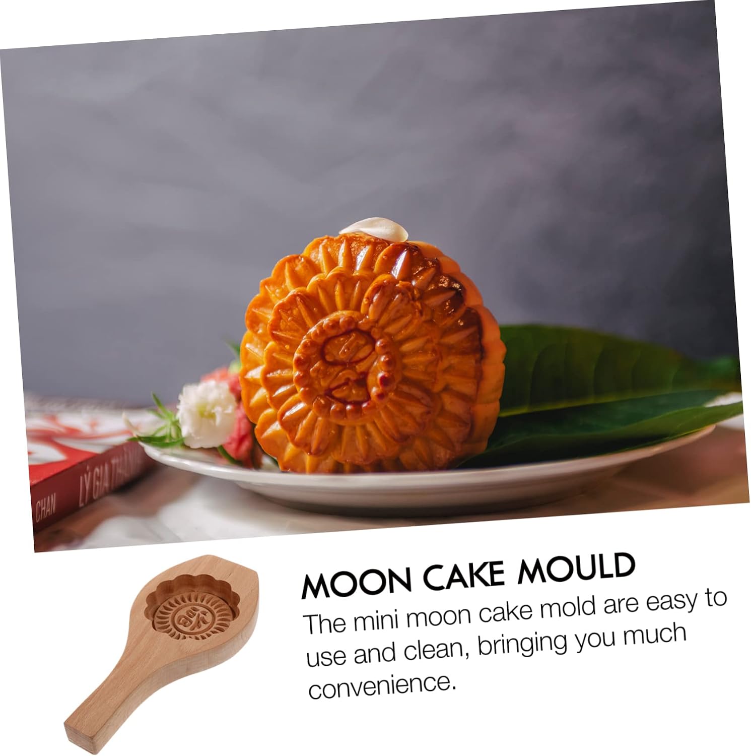 Mobestech 2Pcs Cake Molds Set Wooden Baking Tools for Creative Pastry Making Green Bean Cakes Kitchen Utensils for Home Bakers