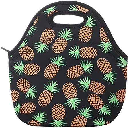 Aiphamy Neoprene Lunch Bag for Kids, Insulated Lunch Box Tote for Women Men Adult Teens Boys Teenage Girls Toddlers (Pineapple Black)