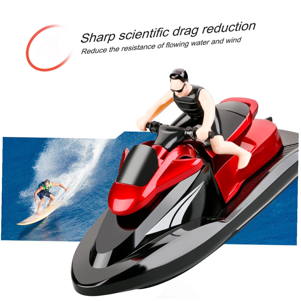 SUPVOX Barco RC de 2, 4 GHz Rojo con Batería 3, 7v 500mah en Abs