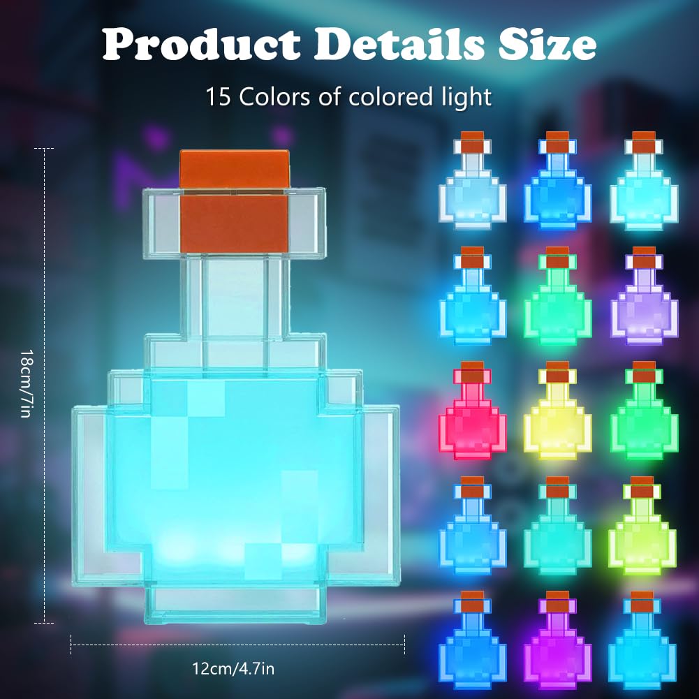 Bota de luz mágica de 15 colores, nuevo frasco de 2026, botella de poción mágica con luces LED, cambia de color al agitarla, luz nocturna recargable para regalos de niños, decoración de habitación y
