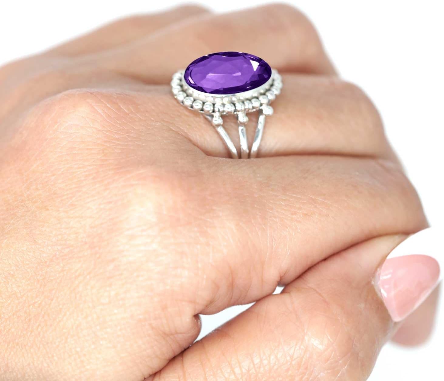 Lapis, Moonstone, Pearl, Crystal Oval Handmade Ring Genuine 925 Sterling Silver Boho Natural Gemstone Jewelry For Women