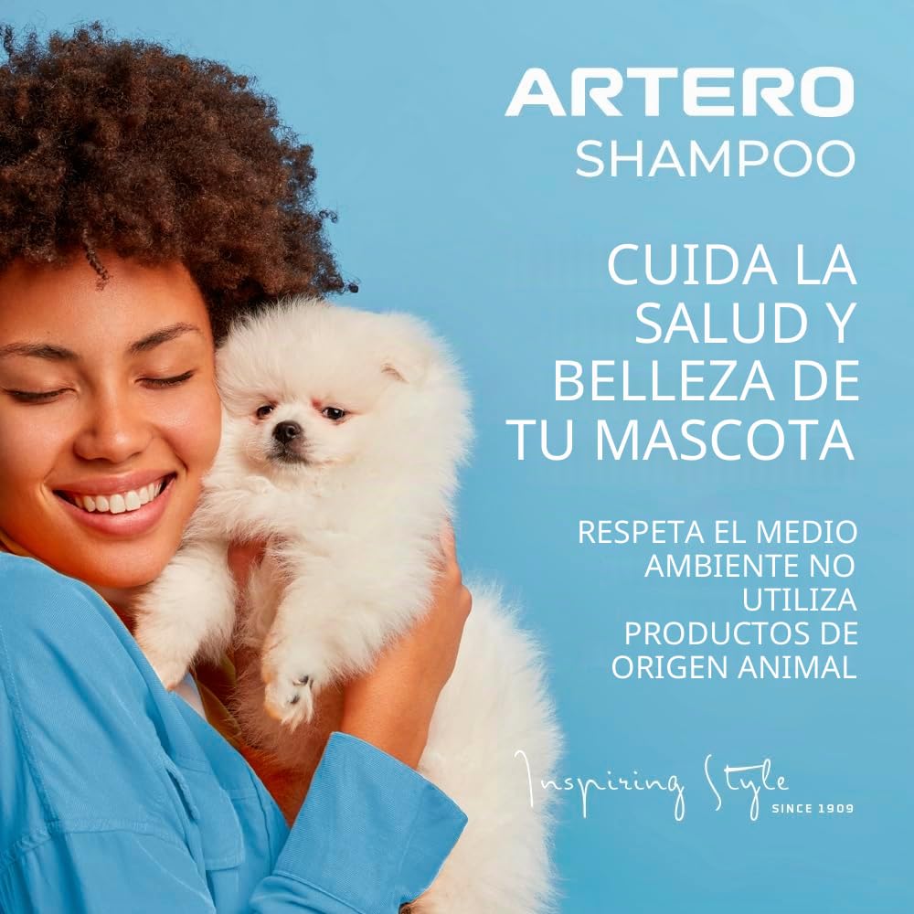 Artero Bloom. Champú para Perros con Aceite de Argán, Ideal para Perros de Pelo Largo, seco o dañado. Aporta Brillo, suavidad y nutrición sin resecar la Piel. Super Hidratante.