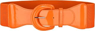JASGOOD Women Wide Elastic Belts Vintage Chunky Buckle Patent Leather Belt