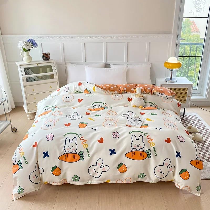 Housse de couette 90x190 lapin et parure de lit 1 personne microfibre douce