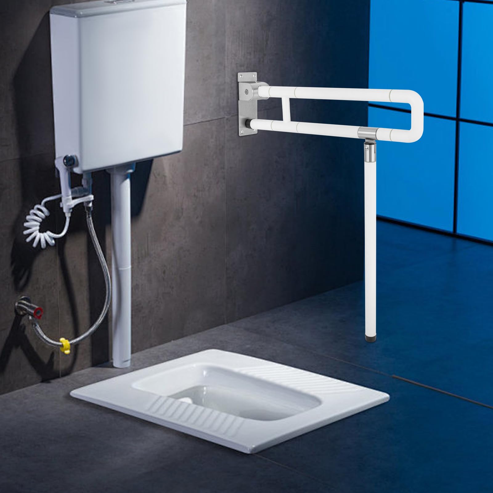 Asidero para aseo de elevación, 70 x 60 cm, mango de soporte de pared para discapacitados, plegable, antideslizante, mango de seguridad para personas mayores, hasta 100 kg