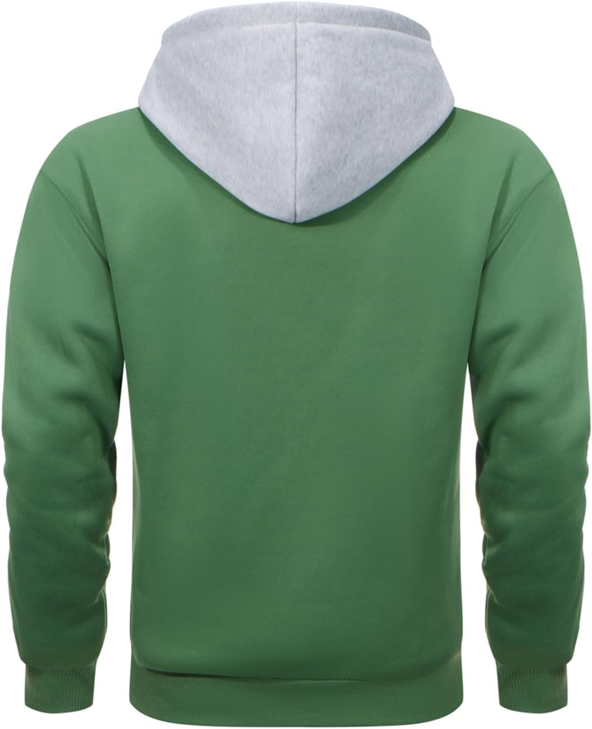 Mens Hoodies Pullover Color Block Fleece Long Sleeve Sweatshirt Tops with Pocket - Image 4