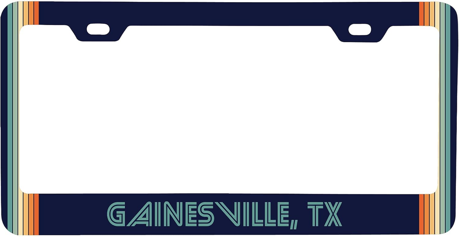 Gainesville Texas Car Metal License Plate Frame Retro Design