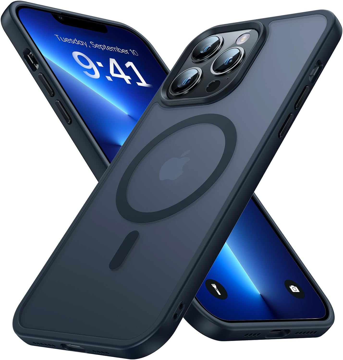 iPhone13Pro 6.1インチ(13 Pro)用 マグネット ケース MagSafeに対応 半透明のマット背面 薄型 耐衝撃 カバー (Black, iPhone13pro)