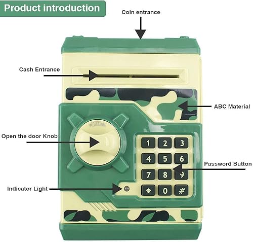 Miniatura 7 de Hucha electrónica mini cajero automático para niños y bebés, caja de ahorro de dinero, caja de ahorro de dinero, bloqueo de código de contraseña