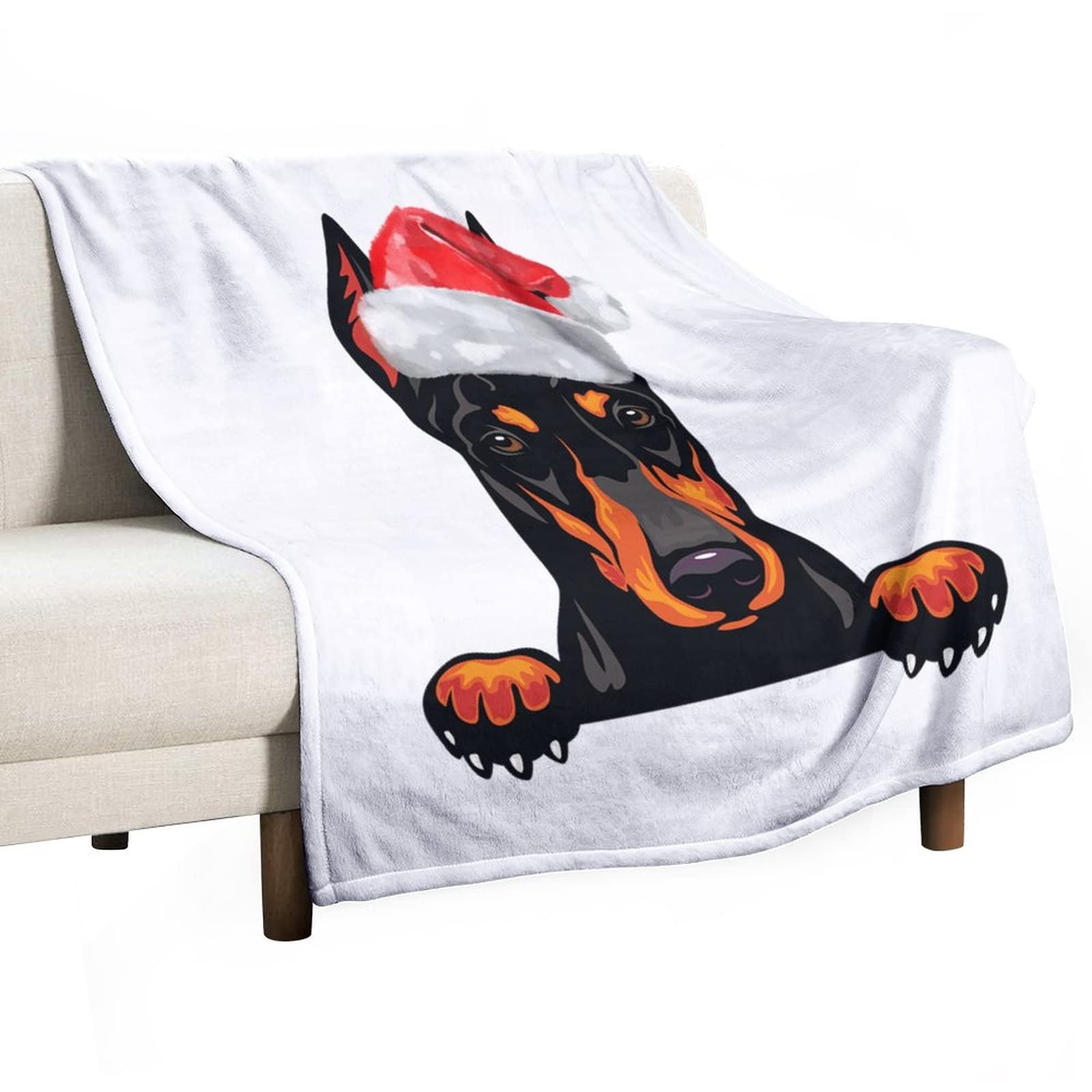 Couverture enfants et garçons motif chien de Noël idée cadeau plaid pelucheux 130x150 cm