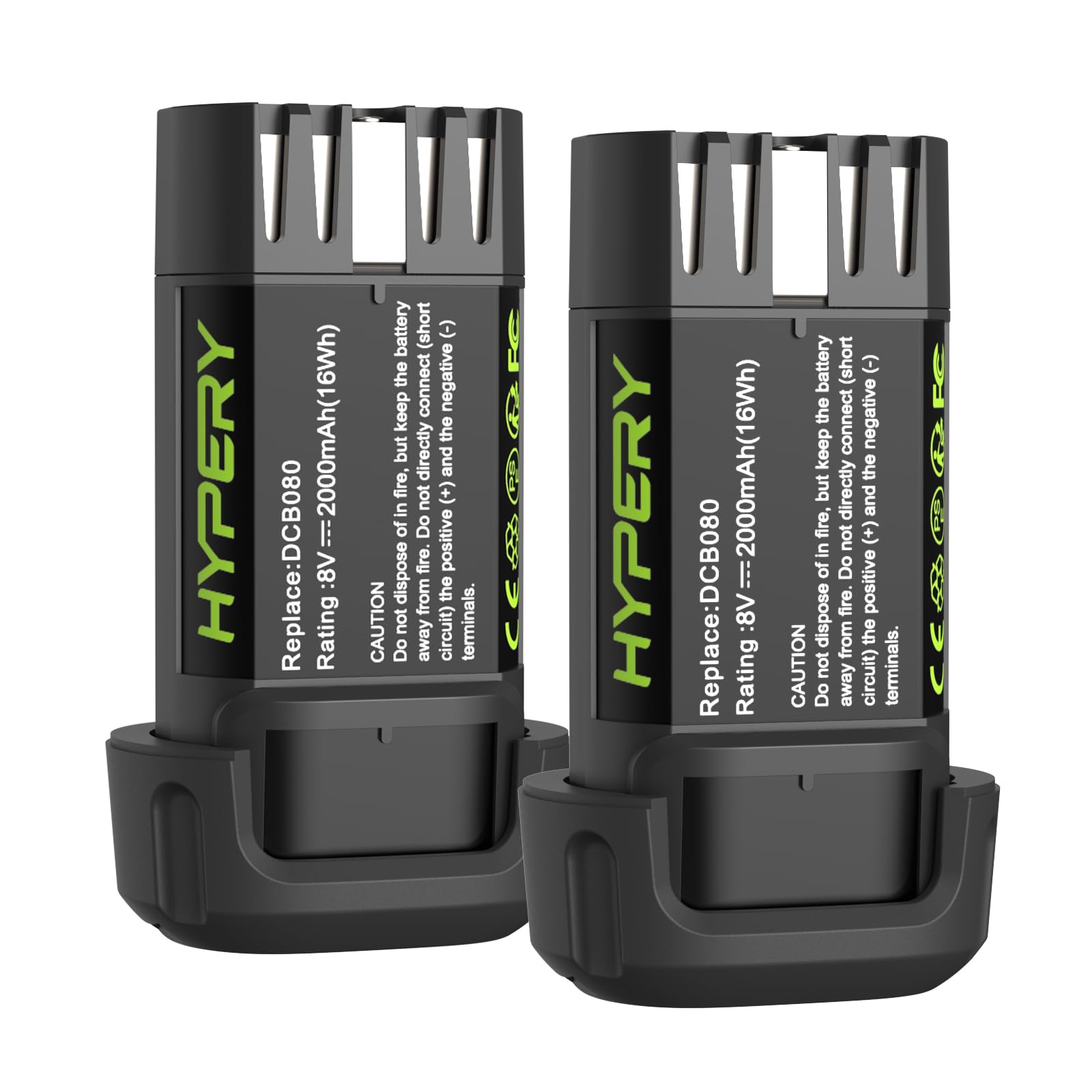 2-pak 8 V 2000 mAh akumulator litowo-jonowy o wyższym bezpieczeństwie i dłuższym czasie pracy – kompatybilny z elektronarzędziami akumulatorowymi Dewalt DCB080, DW4390, DCF680N1, DCF680N2 DCF680G2