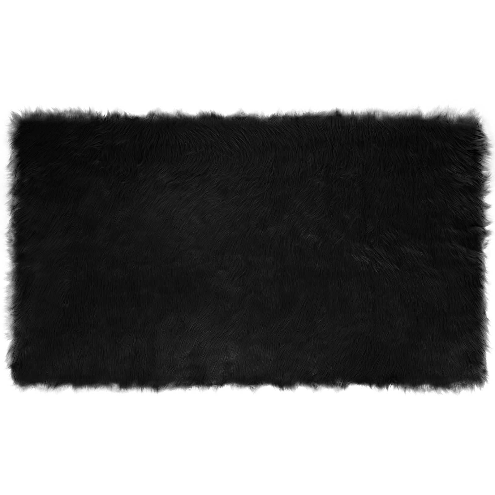 Tapis en peau de mouton synthétique noir 100x200 cm Tafalla pour salon moderne