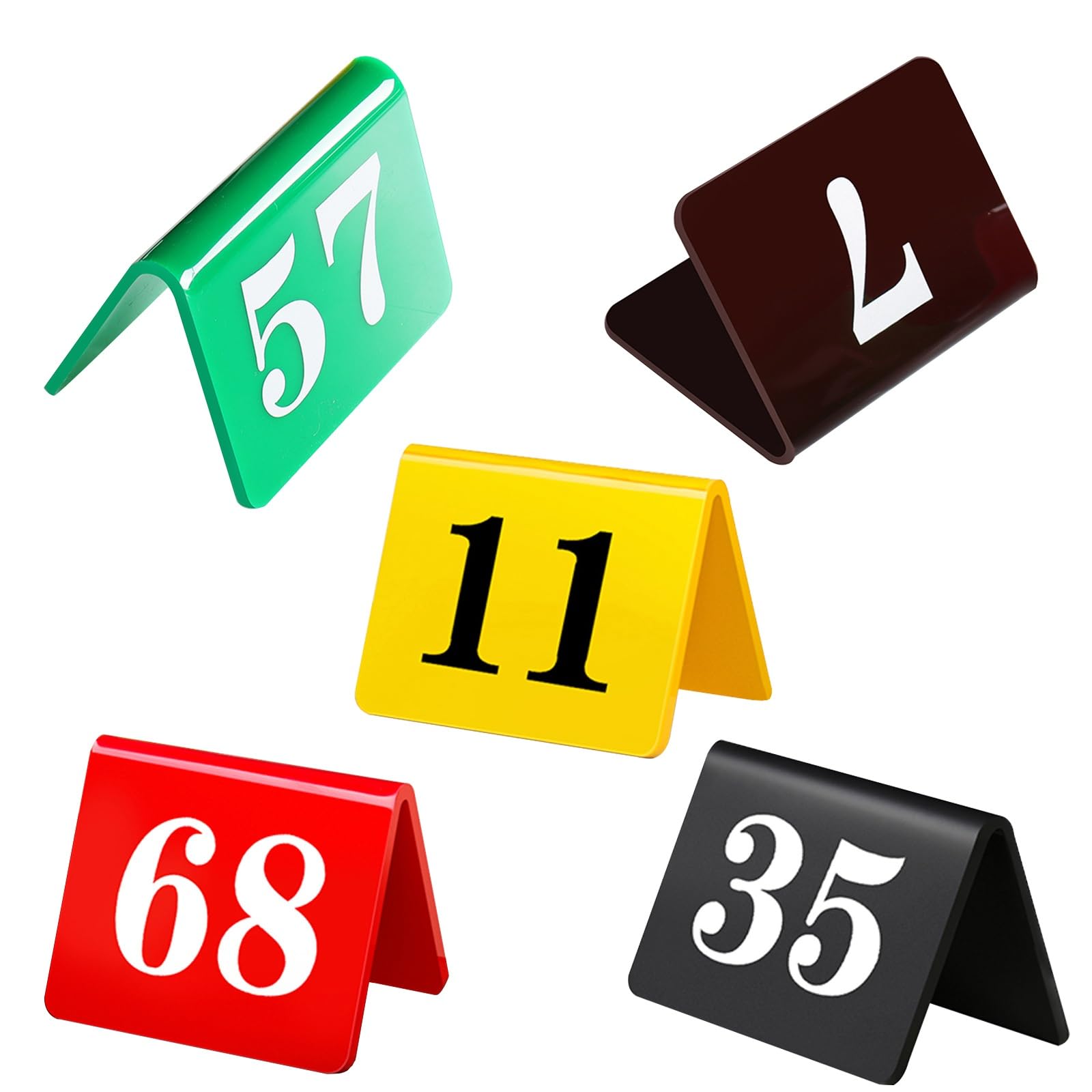 Placas de mesa de acrílico para restaurantes, La tabla echada a un lado doble de acrílico la tienda numera 1-50 multicolor for el acontecimiento del banquete recepción nupcial(Brown,1-50)