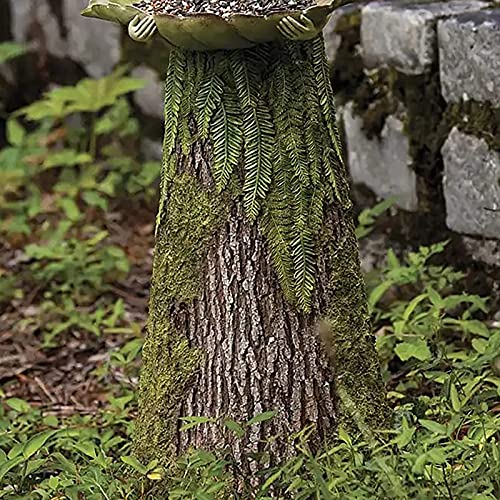 Gecoku 2 In 1 Tree Stump Shaped Maiden Statue Bird Feeder Sherwood Fern Fairy Statuary Leaf-Shaped Birdseed Holder Plystone Hand Craft Weatherproof Sculpture 3.9 X 11.8 Inch #TOP3