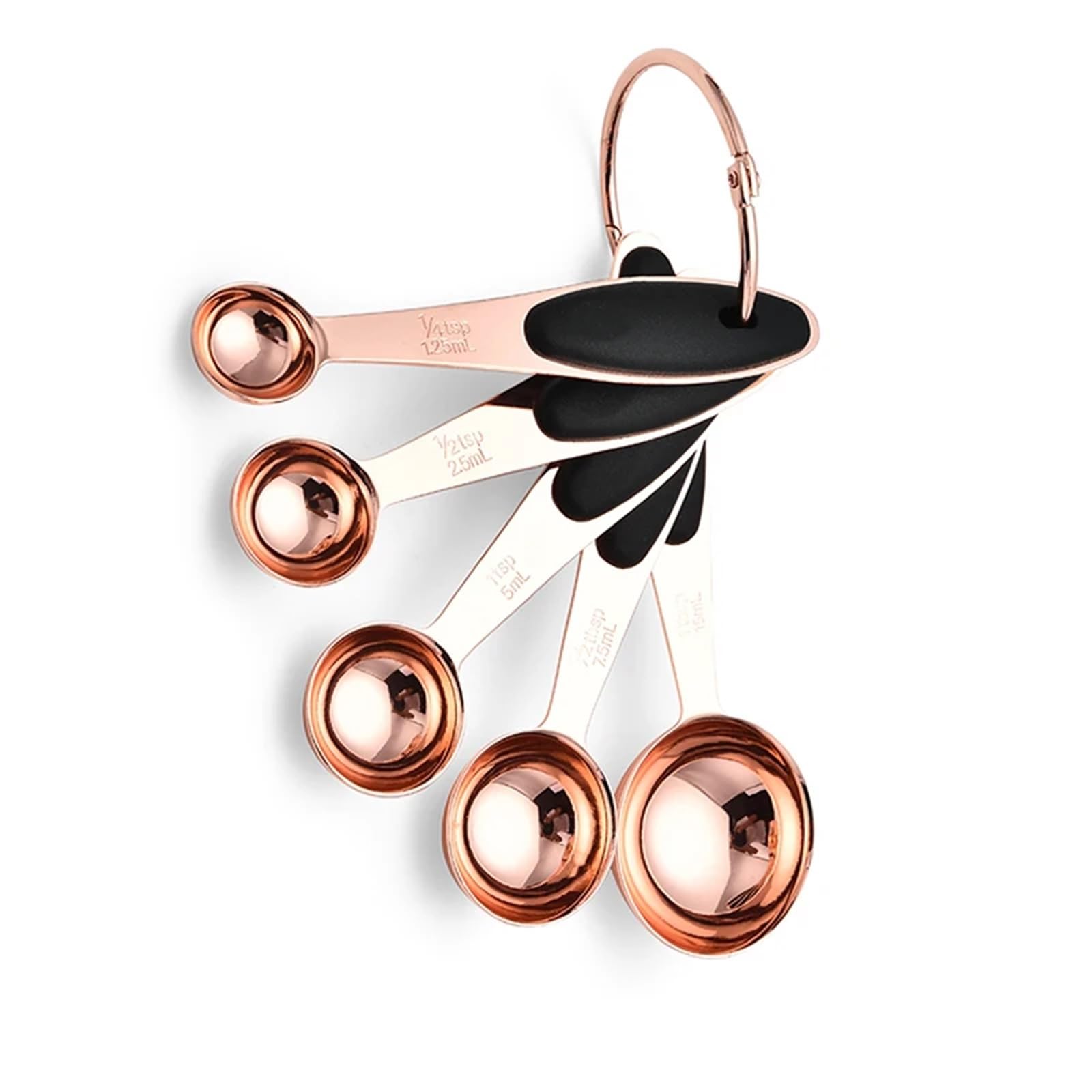 5/10-teiliges Messbecher-Set aus Edelstahl, Küchen-Backwerkzeug, plattiertes Kupfer, Roségold, Kaffee-Messlöffel, Kochzubehör für Flüssigkeiten und Feststoffe