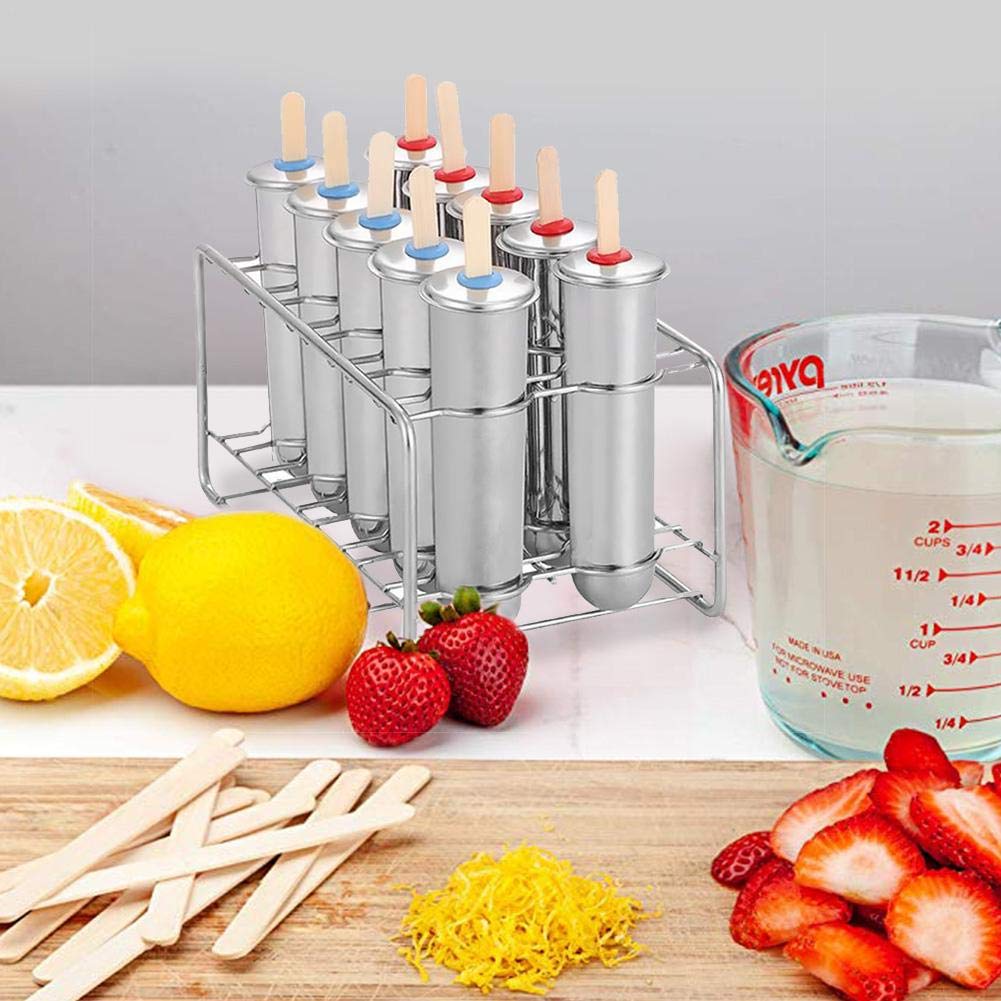 BSITSSS Lot De 2 Moules à Glace Silicone Réutilisables Avec Manches - Sans BPA, Mini Moules Popsicles Pour Glaces Maison DIY (Rose, Jaune)