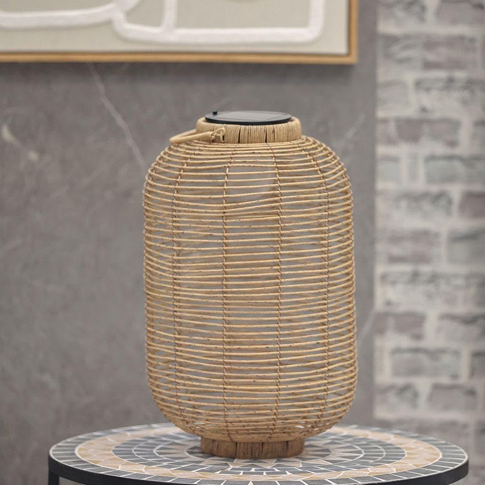 Danube HomeWicker Barrel Lantern With Led Bulb | Outdoor Light | Lantern Lamp | Farmhouse Outdoor Porch Light For Gazebo, Patio, Yard, Garden D30X48Cm - Brown
