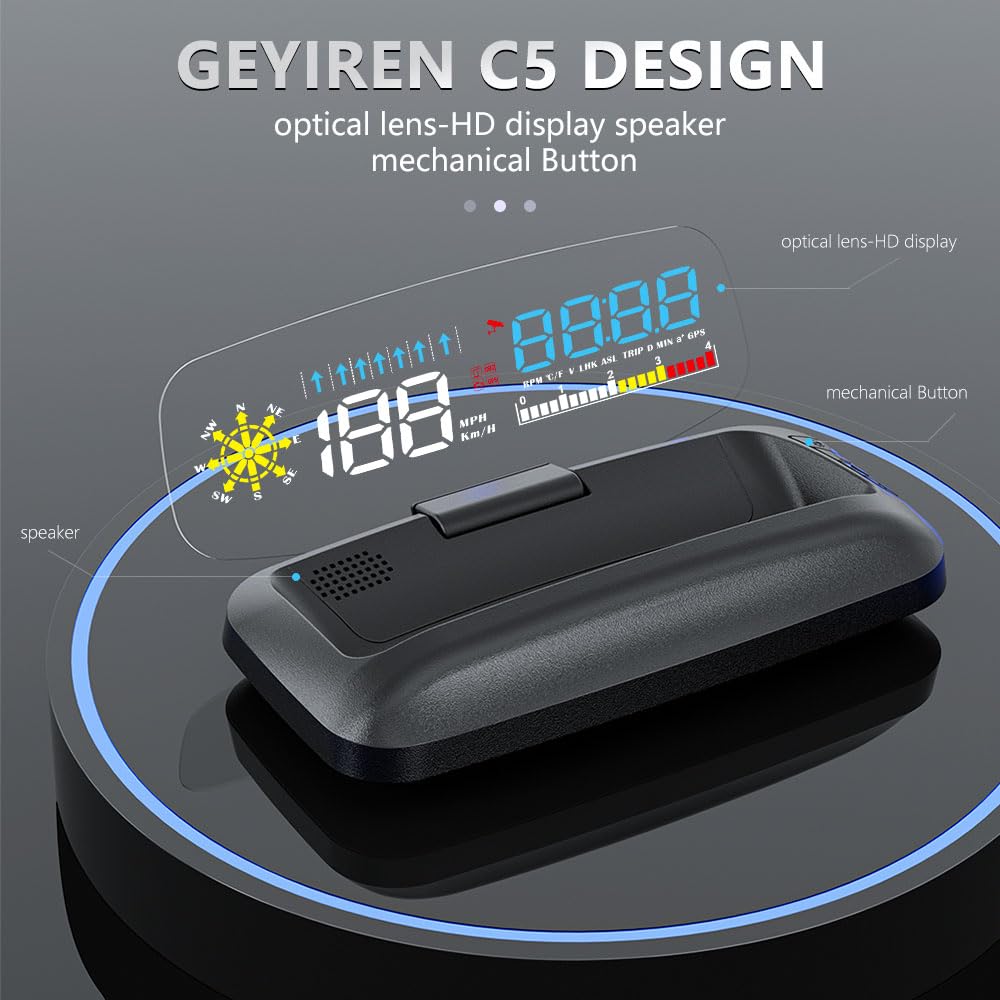 Head Up Display Proyección de navegación HUD Pantalla de visualización frontal Velocímetro GPS Medidor de temperatura del agua Consumo de combustible Accesorios for automóviles Head Up Display Coche(C