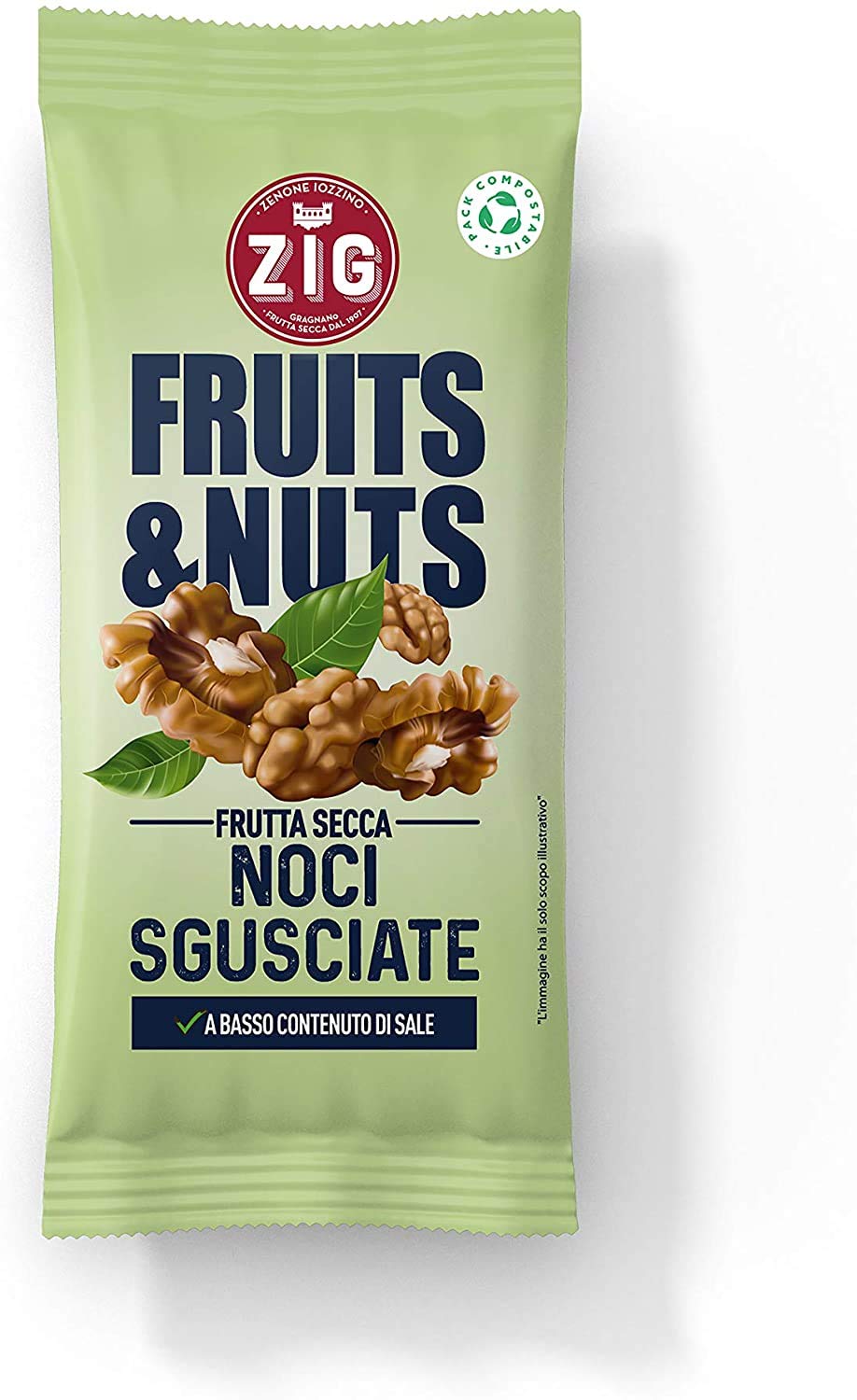 ZIG - Snack Fruits & Nuts - Nueces sin cáscara 300g (10 sobres de 30g) Pack 100% compostable