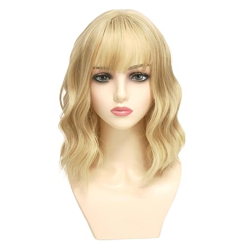 Miniatura 11 de Long Ombre Blonde Wig for Women Curtain Bangs Wig Layered Shoulder Length Heat Resistant Synthetic Wigs for Women with Bangs 24 IN